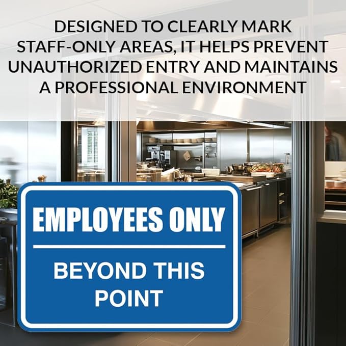 All Quality Classic Framed Employees Only Beyond This Point Wall or Door Sign | Easy to Install Business Signage - Medium (Red) 5 Pack