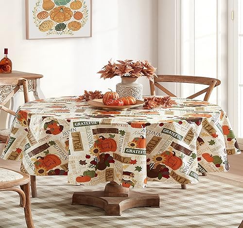 Newbridge Thanksgiving Fall Hayride 60 x 84 Inch Oval Vinyl Tablecloth