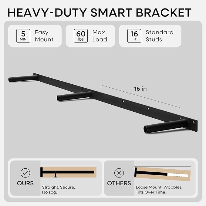 Homeforia Walnut 60 inch Floating Shelf, High End Solid Real Wood 60inch Long Floating Shelf for Wall, Dark Brown Wooden 60in Large Floating Shelves, Heavy Duty Bracket, 60 X 6.5 X 1.75 inch, Set of 2