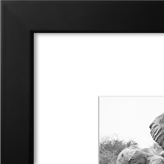 Americanflat 8x8 Picture Frame with Shatter-Resistant Glass - Use as 4x4 Frame with Mat or Display 8x8 Photo Without Mat - Signature Collection - Square Frames for Tabletop and Wall Display - Black