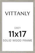 Vittanly 11x17 Picture Frame, Solid Wood Frame with Plexiglass, Includes 8x12 Mat, Wall Hanging for Photos, Home Decor, Grey, 1 Pack