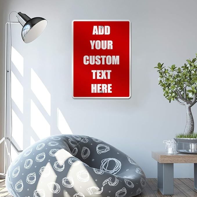 Aluminum Weatherproof Metal Sign Multiple Sizes Custom Personalized Text Here Red White Danger Vertical Street 9x12Inches
