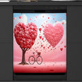 Bicycle Valentine's Day Love Dishwasher Magnet Cover, Reusable Refrigerator Panel Stickers Microwave Front Door Covers Magnets for Kitchen Home Appliances Holiday Party Decorations 23 X 26 in