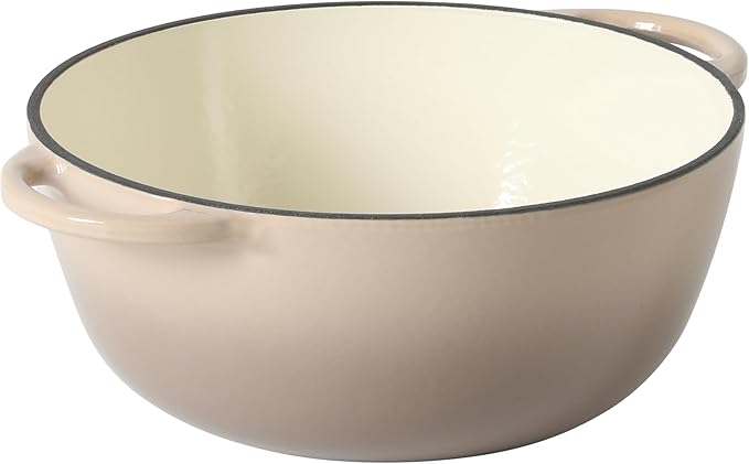 Gibson Home Addlestone 2.65 Qt Enameled Cast Iron Dutch Oven Pot with Lid – Round, Oven Safe to 500°F, Ideal for Bread Baking & Stews - Gradient Taupe