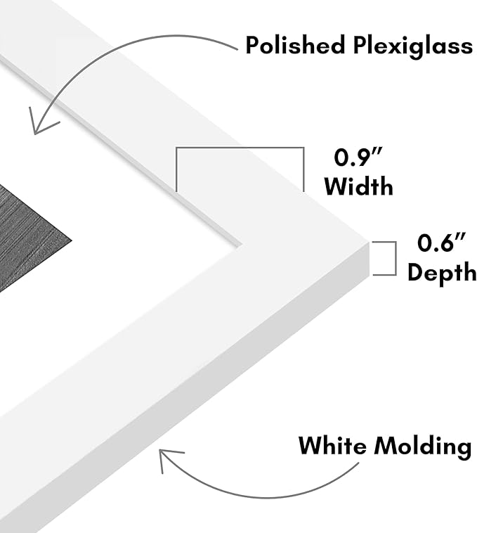 Americanflat 9x9 Picture Frame with Polished Plexiglass - Set of 5 - Use as 6x6 Frame with Mat or Display 9x9 Photo Without Mat - Galleria Collection - Square Frames for Tabletop and Wall - White