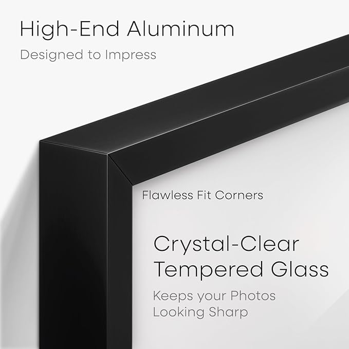 Homeforia 4x9 Business License Frame Black, High End Metal 4 x 9 Certificate Frames with Real Glass, 9x4 Document Frames for Wall or Tabletop, 4 by 9 Picture Frames, Tempered Glass, Wall Kit, Set of 3