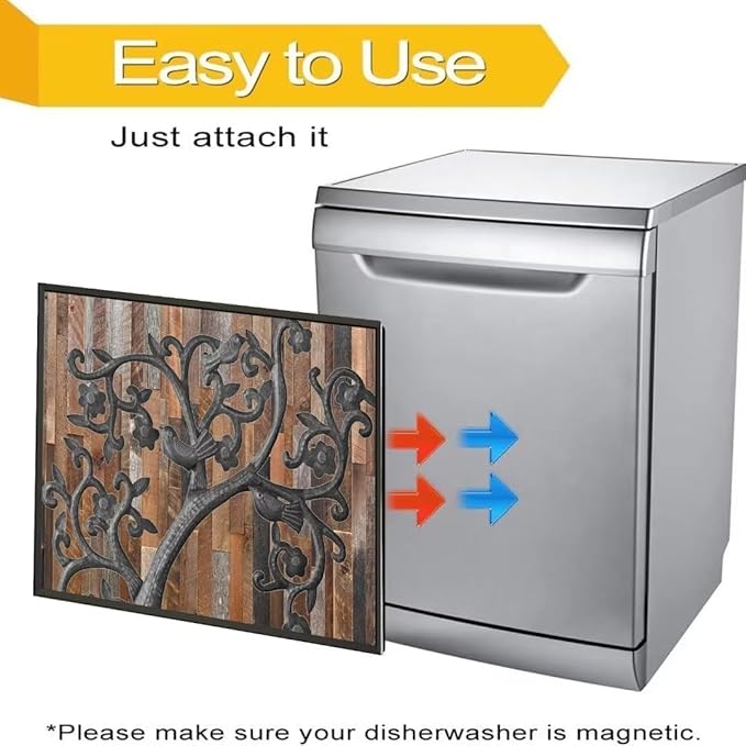 Tree of Life Dishwasher Magnet Cover Birds Fridge Sticker, Stainless Steel Tree Magnetic Refrigerator Panel Cover, Wood Door Magnet Dishwasher Skin Cover (23" x 17" Magnetic)