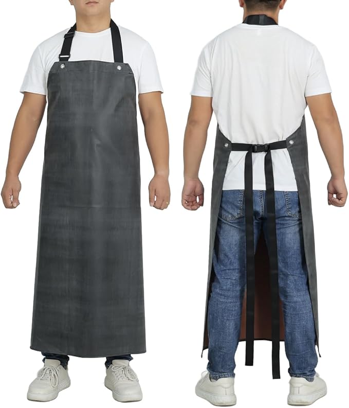 Thick Rubber Apron, Waterproof Apron Butcher Heavy Duty Chemical Resistant Adjustable Work Apron