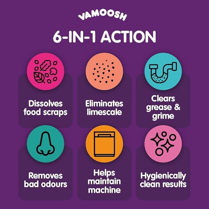 Vamoosh 6-in1 Dishwasher Cleaner | Deep Cleanse for Heavy-Duty Cleaning | Limescale Removal | Grease Elimination | Eco-Friendly | Hygienically Cleans | Environment Friendly | 100g (Pack of 2)