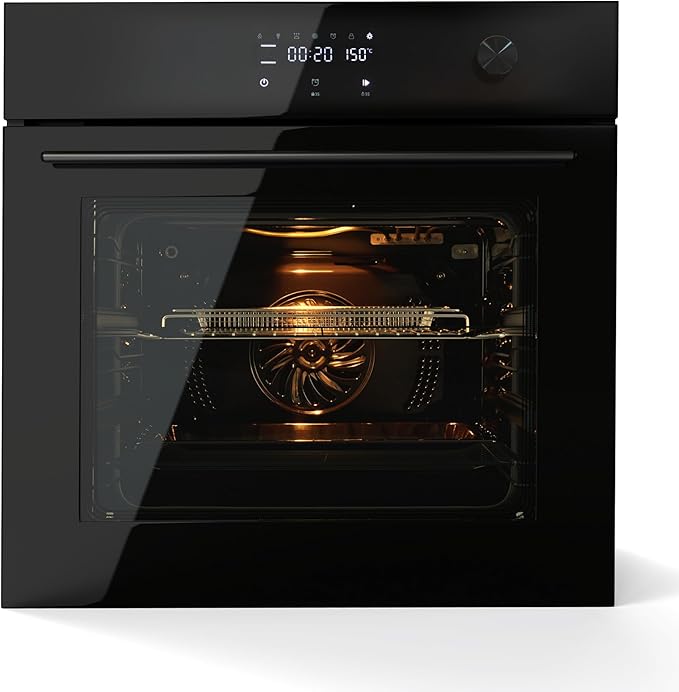 24 Inch Built-in Electric Single Wall Oven,2.5Cu.ft. Stainless Steel Convection Oven with 8 Cooking Functions, Touch Control, Timer, Convection Fan and Safety Lock, 3000W, Black