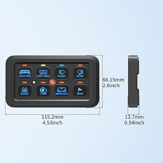 DaierTek 8 Gang Switch Panel RGB LED Lighted Multi-Function Switch Pod Toggle Momentary Pulsed Touch Control Switch Panel Dimmable for Car ATV UTV Boat Marine