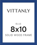 Vittanly 8x10 Picture Frame, Solid Wood Frame with Plexiglass, Includes 5x7 Mat, Wall Hanging or Tabletop for Home Decor, Royal Blue, 1 Pack