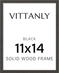 Vittanly 11x14 Picture Frame, Solid Wood Frame with Plexiglass, Includes 8x10 Mat, Wall Hanging for Photos, Home Decor, Black, 1 Pack