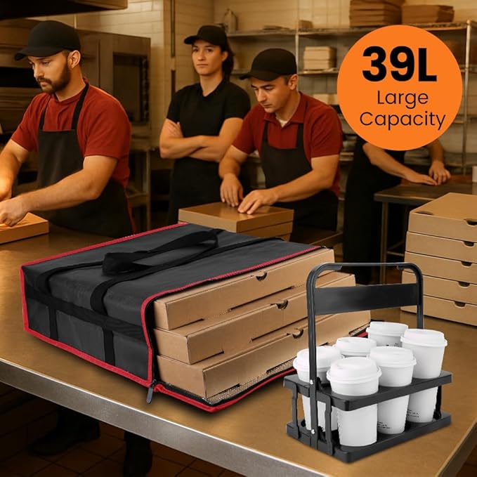 Bodaon Insulated Bag-Pizza Bags for Delivery & Plastic Portable Drink Carrier，20"x 20"x 6" ermicas/Warming/Heat Carrying out Insulation Large Bag，Doordash Warmer/Hot Food BCarrier Box, Keeping Cooler