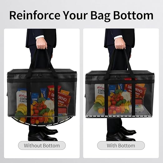 Bodaon 1PK Thermal Insulated Food Delivery Bag with Hard Bottom - 3X-Large Catering Cooler Bag for Hot and Cold Meals - Ideal for Commercial Pizza Transport, Grocery, Restaurants, and Events. Black