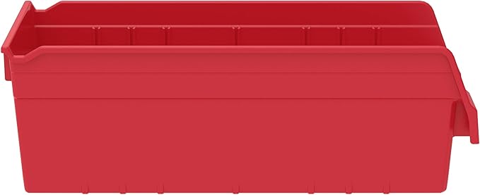 Akro-Mils 30088 Plastic Nesting ShelfMax Storage Bin Box, 18x8x6-Inch, Red (8-Pack)