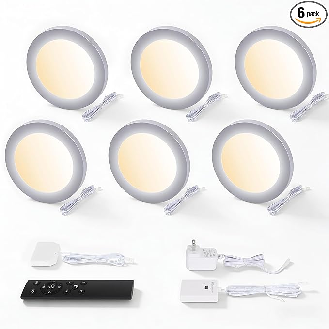 V4light Smart Plug-in Light Pucks, Under Counter Lighting for Kitchen & Display Shelves, Works with Alexa & Google Assistant, App, Voice,Remote & Hand Control, Dimmable & Adjustable Warm to Cool Light