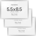 Homeforia 5.5 x 8.5 Business License Frame Silver, High End Metal 5.5x8.5 Certificate Frame, 8.5x5.5 Document Frames for Wall or Tabletop, 5.5 by 8.5 Picture Frames, Tempered Glass, Wall Kit, Set of 3