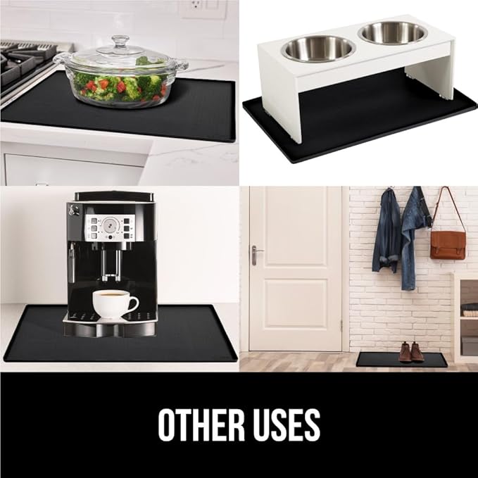GORILLA GRIP Waterproof Silicone Under Sink Mat with Raised Lip for Kitchen and Bathroom, 31 x 22 in, Cabinet Shelf Liner Stay in Place Mats Dishwasher Safe Drawer Liner, Organizer Tray, Black