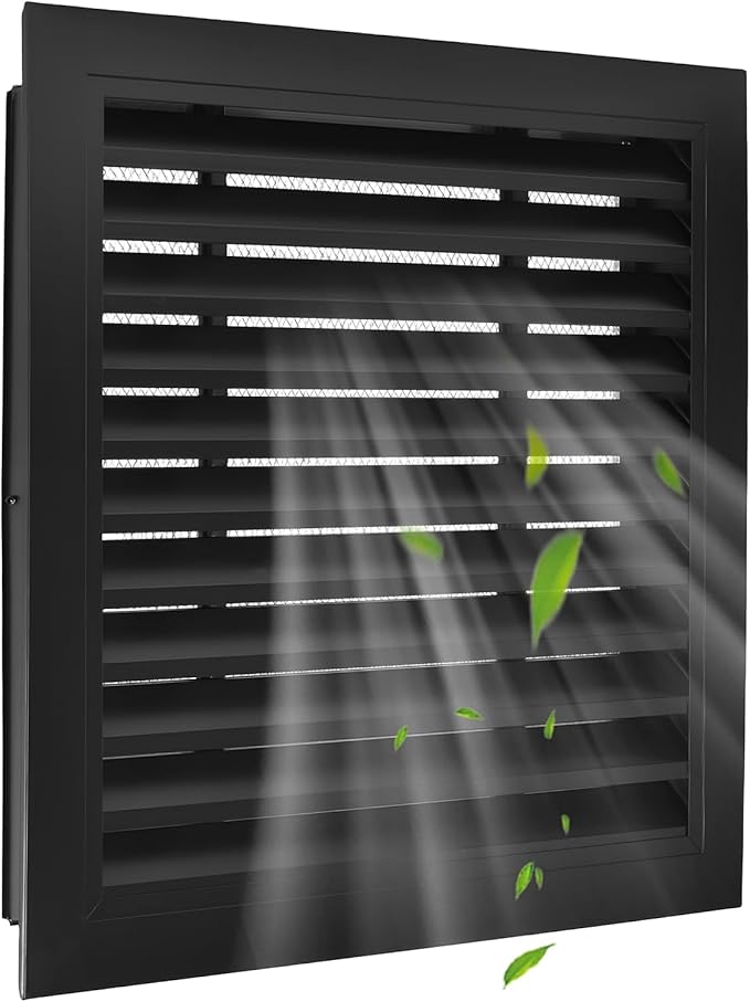 16"x16" Aluminum Alloy Gable Vent, Filter Screen for Removable, Elevate Aesthetics and Air Quality, Ideal for Attic and Shed Ventilation, Premium Black Square Vents in Sleek, Vent Opening: 14"x14"