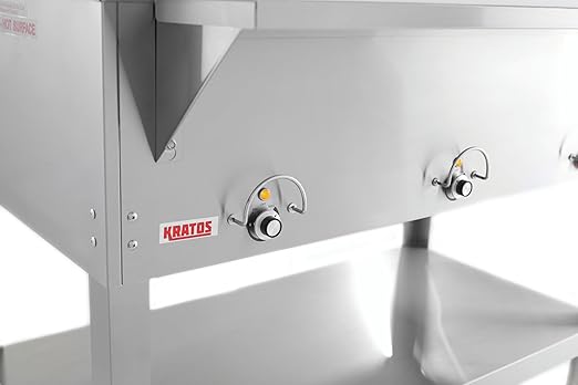 Kratos Commercial Electric Steam Table/Hot Food Table with Overshelf and Sneeze Guard, 3 Wells, Stainless Steel, Mobile, NSF, 120V (28W-202)