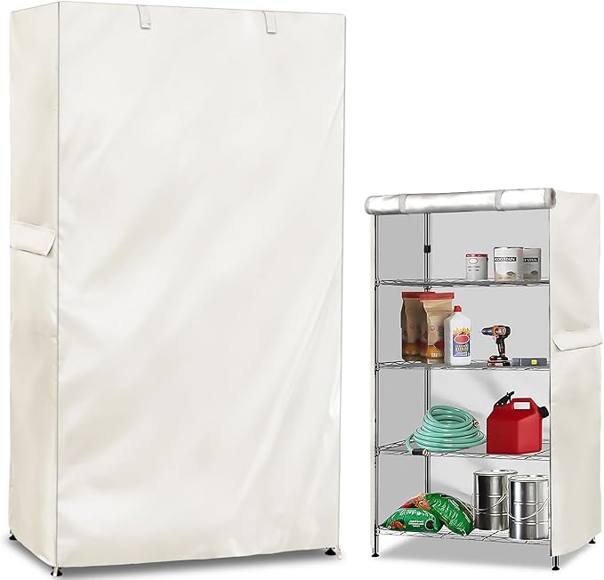 Wire Shelf Cover,600D Heavy Duty 100% Waterproof Shelf Covers for Wire Shelving,Outdoor Storage Shelves Cover for Metal Rack,36" W x 18" D x 72" H,Beige