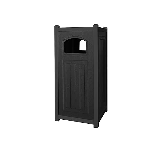 GT2116BLK Recycled Plastic Side Load Trash Container with Lid, 16 Gallon, 16"x16"x36", Black