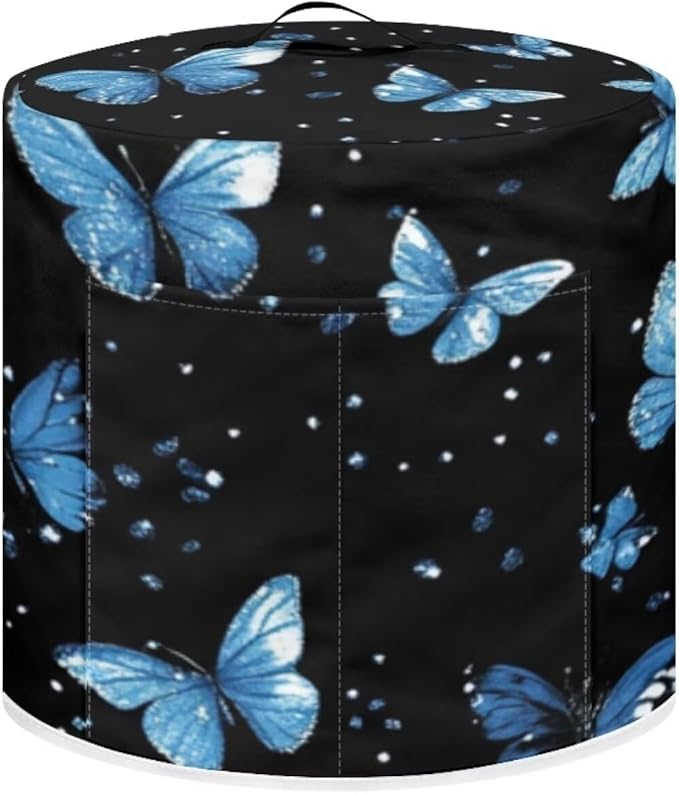 Blue Butterfly Fryer Dust Covers for 3Qt Instant Pot Christmas Small Appliance Covers Hand Washable Dust Resistant Gifts for Kitchen Decor Living Room Slow Cooker Cover M