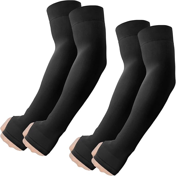 Arm Sleeves with Thumb Hole, Cooling UV Protection Compression Tattoo Cover Up for Men/Women
