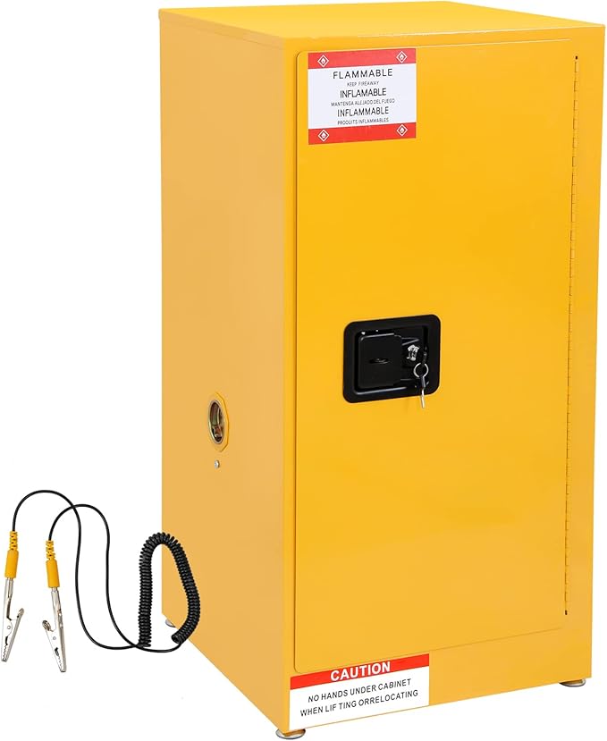 Flammable Storage Cabinet Galvanized Steel,18x18x35 Flammable Safety Cabinet,Explosion Proof Cabinet for Commercial Industrial and Home Use, Yellow