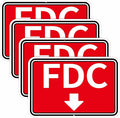 Tandefio 4 Pcs FDC Sign with Down Arrow 12 x 18 Inches Fire Department Connection Sign for Indoor Outdoor Reflective Aluminum UV Protected Weatherproof, Red White and Black