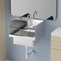 Bonnlo Upgraded Commercial Hand Wash Stainless Steel Prep/Bar Sink with Side Splash Guard - Wall Mount Utility Sink Hand Washing Basin with Faucet for Commercial Restaurant RV Kitchen