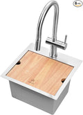 STARSTAR Workstation Ledge Top Mount/Drop-in 304 Stainless Steel Luxury Single Bowl For Kitchen,Yard, Office, Bar, Laundry Sink (15 x 15)
