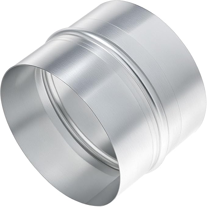 QWORK 5" Metal Duct Connector, Straight Pipe Coupler, Two-Hole Duct Connector, Round Ventilation Extension Fitting for HVAC Systems