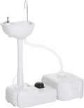 kleankin Portable Camping Sink, Handwashing Station Basin with 4.5 Gal (17 L) Tank, 6.3 Gal (24 L) Recovery Tank, Rolling Wheels & Soap Dispenser for RV, Outdoor Events, Gatherings, HDPE, White