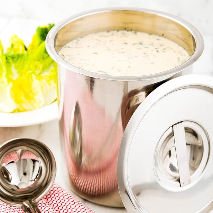 Restaurantware Met Lux 3.5 Quart Bain Marie 1 Corrosion-Resistant Bain Marie Pot - For Hot And Cold Food Serve Or Store Food Stainless Steel Food Pot Lid Sold Separately
