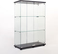 Yoluckea 3 Shelves Glass Display Cabinet with 2 Doors, Floor Standing Clear Glass Curio Cabinet Collection Display Case for Living Room Bedroom 49.49” x 31.77”x 14.37” Black