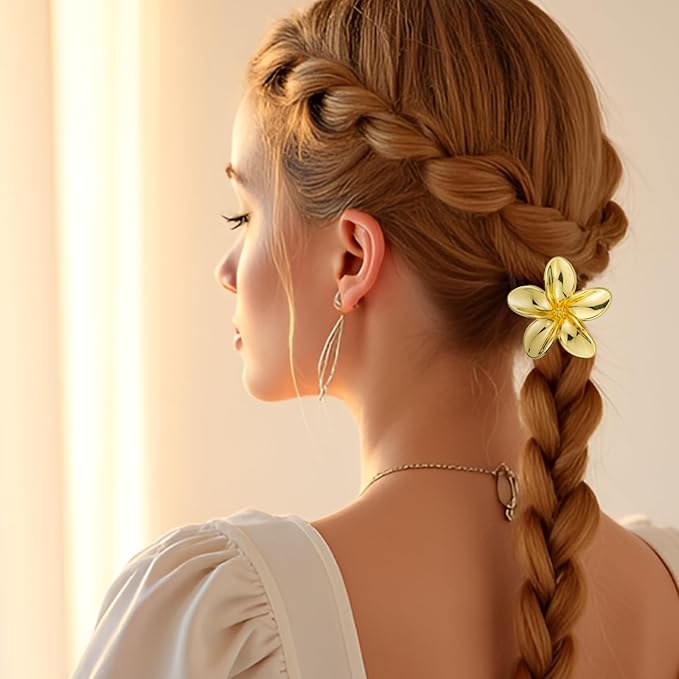 6PCS Gold Floral Hair Ties - Hair Charms Gold Ponytail Holders, Decorative Metal Hair Cuffs for Women