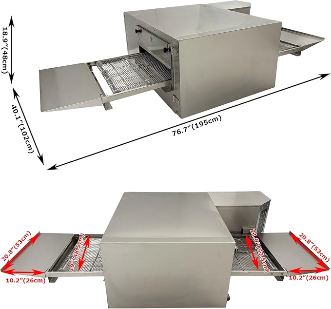 220V 9kW Countertop Conveyor Pizza Oven 18" Commercial Baking Electric Oven for Pizzerias Cafes Fast-food Restaurants