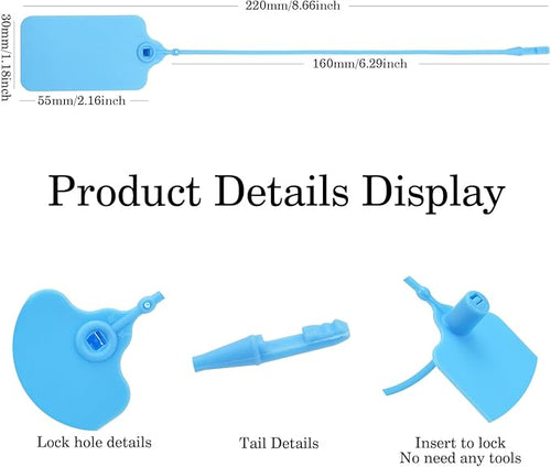100pcs Luggage Tags Plastic Seals Shipping Label Logistics Sign Tie Bag Tag, Sealing Storage Multi Purpose Name ID Tag with Marker for Suitcases, Backpack, Schoolbag, Car Key (Blue)