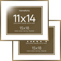 Homeforia 15x18 Diploma Frame Bronze, High End Metal 15 x 18 Certificate Frames with Mat for 11 by 14, 18x15 Document Frame Matted to 11x14, Award Graduation Frames, Tempered Glass, Wall Kit, Set of 2