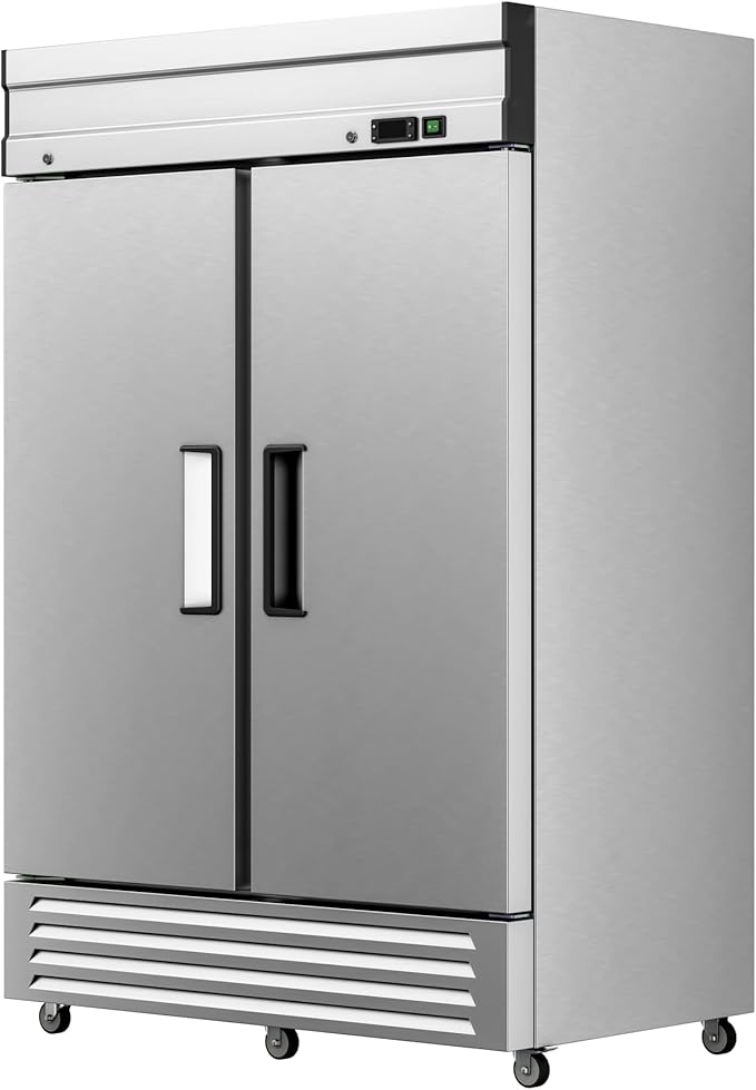 Malphi 54" W Commercial Reach-in Freezer, ETL Upright 2 doors Auto-Defrost，Capacity 48 cu. ft.stainless steel for Restaurant Kitchen Home Bar Shop -8°F