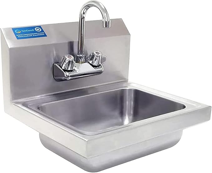 Commercial Hand Wash Sink – 15" x 17" Wall Mounted Stainless Steel Basin with | NSF Certified