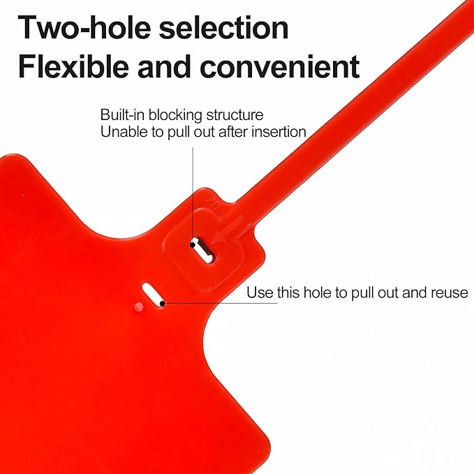 50 Red Plastic Water Proof Shipping Tags - Large Writable Marker Ties for Product Storage and Hanging Labels With One Permanent Marker Pen