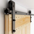 CCJH 8.2FT Single Sliding Barn Door Hardware Kit Black Basic Roller Carbon Steel Hanger Flat Track System for Closet Kitchen 1 Door 49 inch Wide