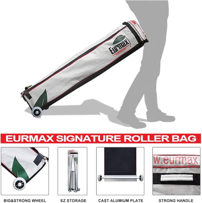 Eurmax USA Standard 10'x20' Patio Pop Up Canopy Tent Commercial Instant Canopies with Heavy Duty Roller Bag,Bonus 6 Sand Weights Bags(Khaki)