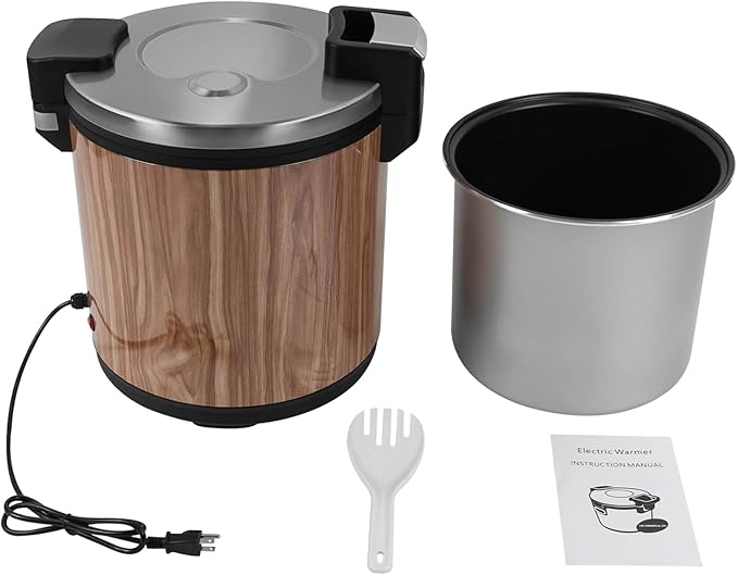 Commercial Rice Cooker 23L/6Gal Stainless Steel Electric Rice Warmer 100 Cup With One-Touch Operation Large Capacity Rice Cooker 110V 110W Wood Color