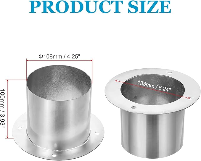 PATIKIL 4.25" Duct Connector Flange, Straight Pipe Exhaust Flange Stainless Steel Pipe Hose Duct Collar for Heating Cooling Ventilation HVAC System