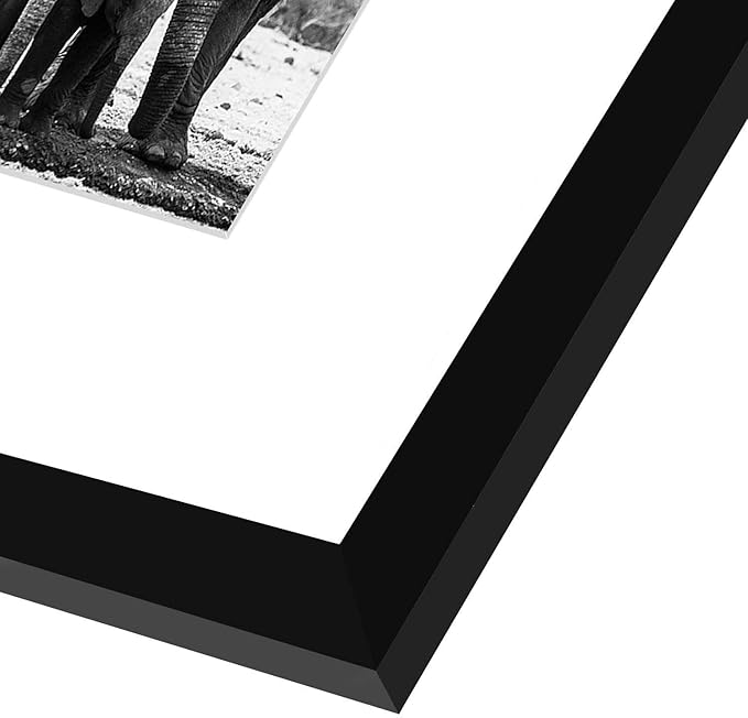Americanflat 8x8 Picture Frame with Shatter-Resistant Glass - Use as 4x4 Frame with Mat or Display 8x8 Photo Without Mat - Signature Collection - Square Frames for Tabletop and Wall Display - Black