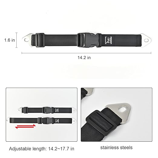 HX AURIZE Universal Trash Can Lid Lock Strap for Round & Square Bins - Sturdy Outdoor Garbage Lock - Raccoon, Dog & Small Animal Stopper - Secure Bolt-On Design (Drilling Required) Black 2 Pack